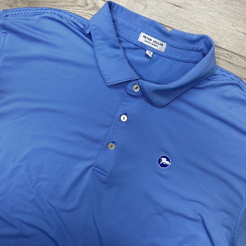 Peter Millar Polo Shirt Men XXL Blue Striped Summer Comfort MF23EK11S Course Lo